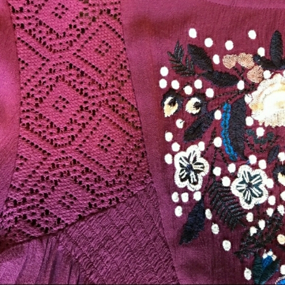 NWT Free People Moya Embroidered Mini Dress Frare Cuffed Sleeves. - Picture 6 of 8